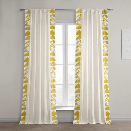 Bordered Solid Cotton Curtains for Bedroom & Living Room 50 X 108, DTCC-SB220...