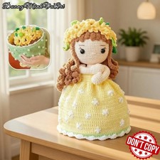 HOT Handmade Amigurumi Doll Flower Gift,Handmade Princess Crochet Bouquet