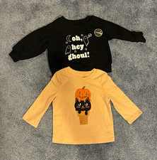 Cat  Jack 2 pack Halloween Shirt Set 12M Black Sweatshirt Orange Tee