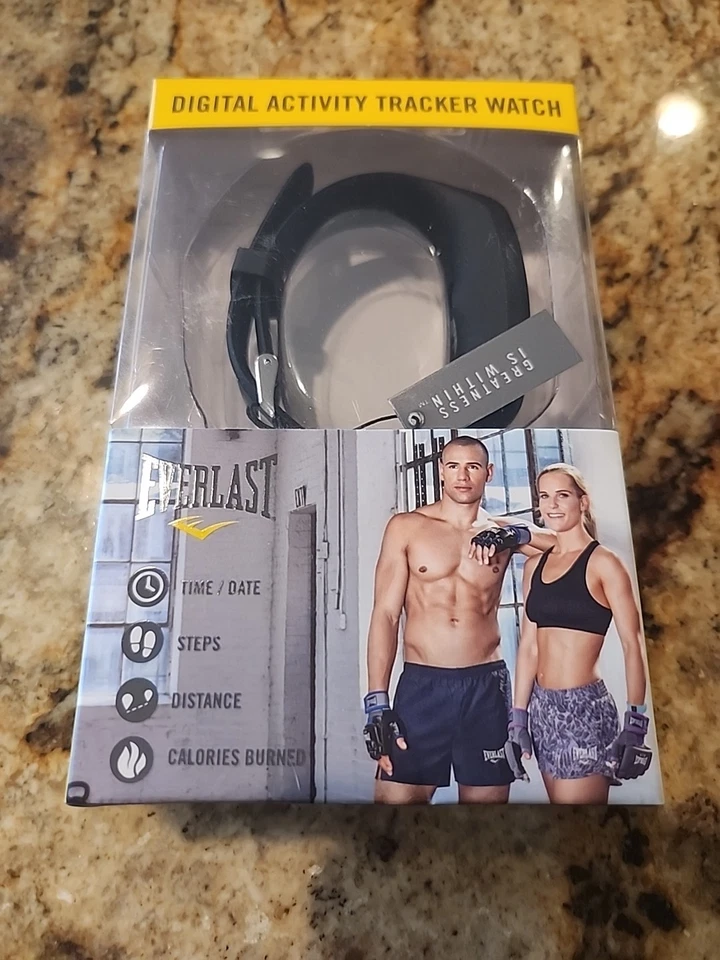 Reloj de silicona EVERLAST negro digital rastreador de actividad sin látex sellado nuevo en caja Foto 3 de 4