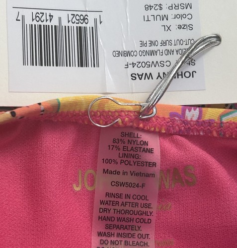 Johnny Was Flamingo Mix Kaleida Long Sleeve Cut Out Surf Swimsuit NWT XL UPF 50+ - Picture 7 of 13
