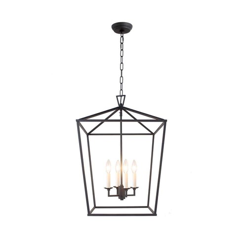 4-Light Antique Metal Lantern Chandelier - Picture 4 of 4