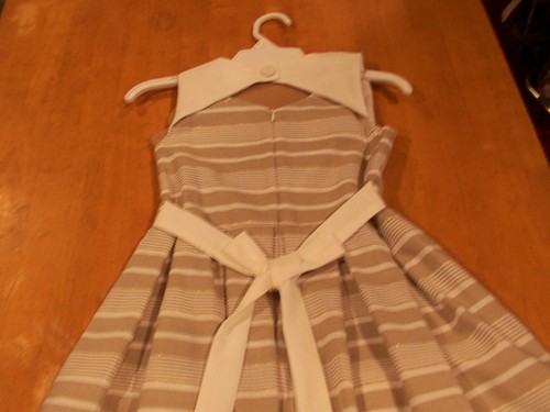 Bonnie Jean Striped Dress: Metallic Accent Stripe & Front & Back Cutaways-Sz.7 - Picture 4 of 5