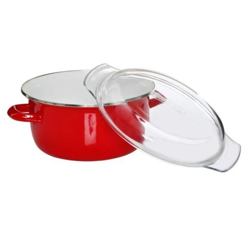 5l Deep Fryer Fat Fry Chip Pan Enamel Pot Chips Pyrex Lid Steel Basket Induction - Picture 18 of 20