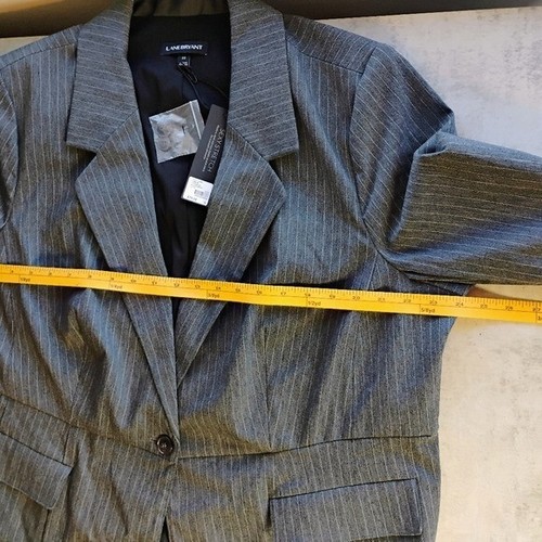 Lane Bryant Pinstriped Single Breasted Career Blazer Pleated Gray Plus Size 22 - Picture 11 of 13