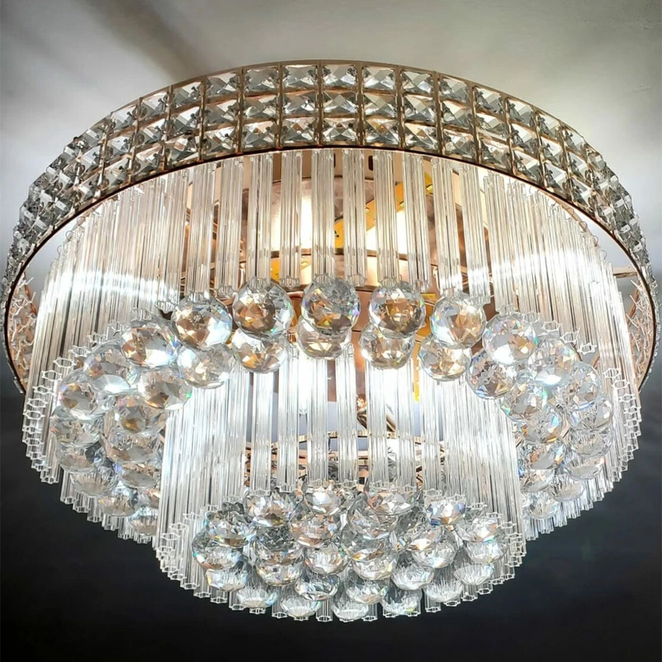 Lámpara colgante de cristal K9 de lujo lámpara LED remota montaje empotrado accesorio de techo Foto 2 de 4