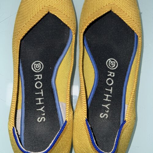 ZAPATOS PLANOS ROTHY'S THE POINT TOE TALLA 38 / EE. UU. 8 DE PUNTO AMARILLO CALÉNDULA ¡EN MUY BUEN ESTADO! - Imagen 5 de 9