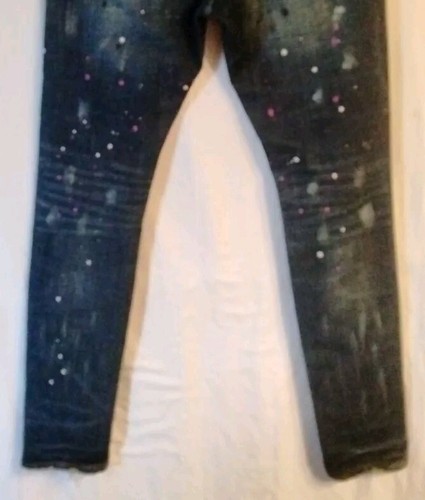 PURPLE BRAND JEANS STYLE #P001 BLUE SKINNY DISTRESSED SPLATTERED PAINT SIZE 30 - Picture 8 of 14