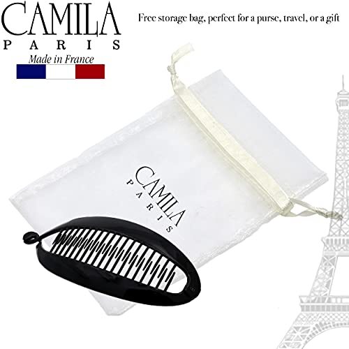 Paris NV135 French Large Banana Clip Hair Comb, Flexible Banana Clips Black 7" - Picture 4 of 6