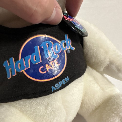 VTG Hard Rock Cafe Aspen White Rare Plush Bear Stuffed Animal 1990 8" With Pin - Picture 6 of 16