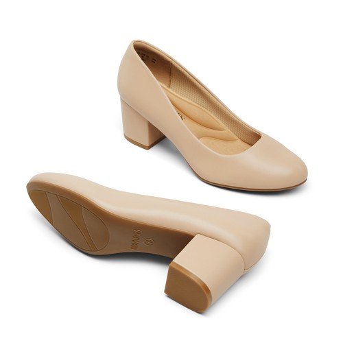 Women Comfortable Slip On Low Chunky Heel Office Dress Wedding Pump Shoes - Picture 34 of 38