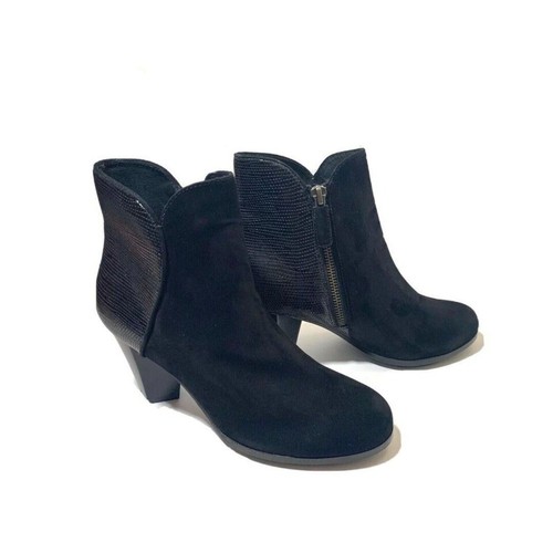 Eileen Fisher Black Lizard Embossed Leather Suede Zip Ankle Boots Sz 8.5 $300 - Bild 2 von 12