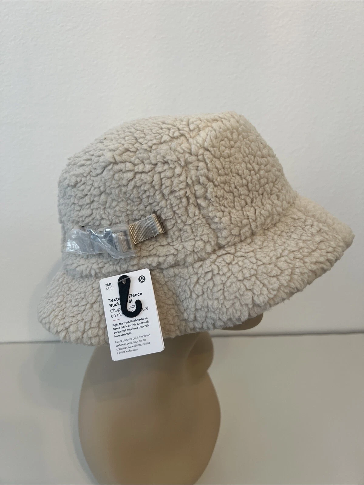 Lululemon Texture Fleece Bucket Hat NWT Natural Ivory Size M / L Sherpa Fleece