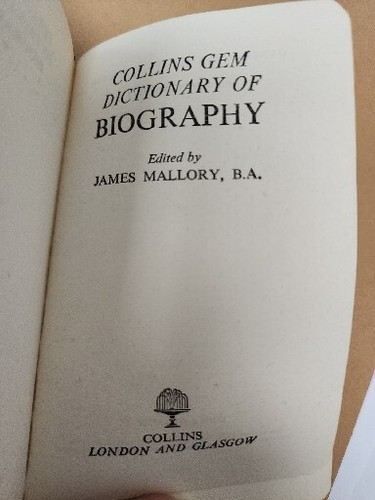 1971 Collins Gem Dictionary of Biography Edited by James Mallory, B.A. - Picture 5 of 16
