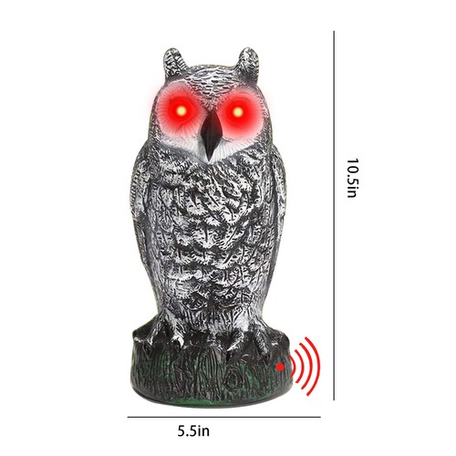 Realistic Owl Decoy w/ Sound & Lighting Eyes Outdoor Garden Repellent Bird Scare - Picture 3 of 14