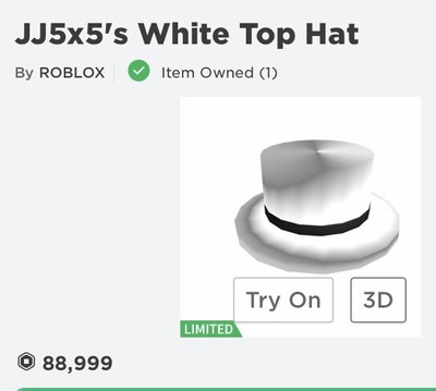 Roblox Jj5x5 S White Top Hat Limited Ebay - roblox jj5x5 s white top hat limited ebay roblox murderer mystery 2 codes for godly how to get 999m Roblox Jj5x5 S White Top Hat Limited Ebay - roblox murderer mystery 2 codes for godly how to get 999m