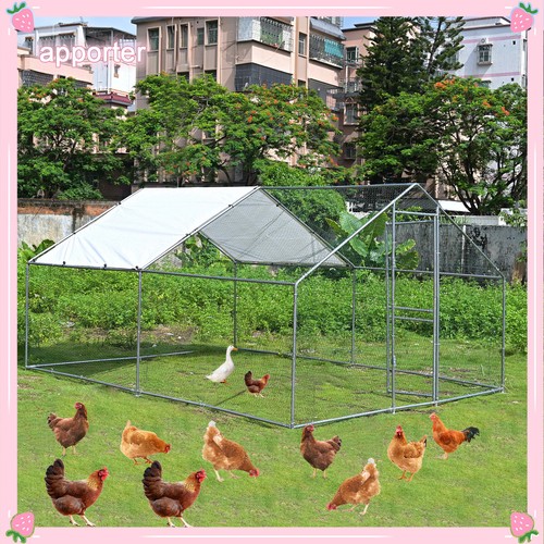 Chicken Run 13FT Walk in Coop for Poultry Dog Rabbit Hen Cage Pen Metal Door USA