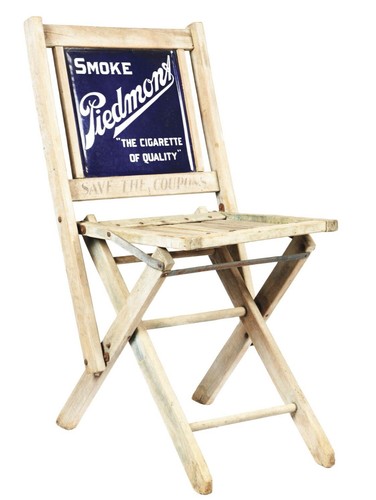 Vintage Piedmont Cigarette Folding Chair With Porcelain Panel. - Picture 4 of 4