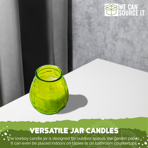 Velas de vidrio verde lima velas bajas para niño 70 horas de tiempo de combustión tarro de vidrio lleno de cera - Imagen 2 de 12