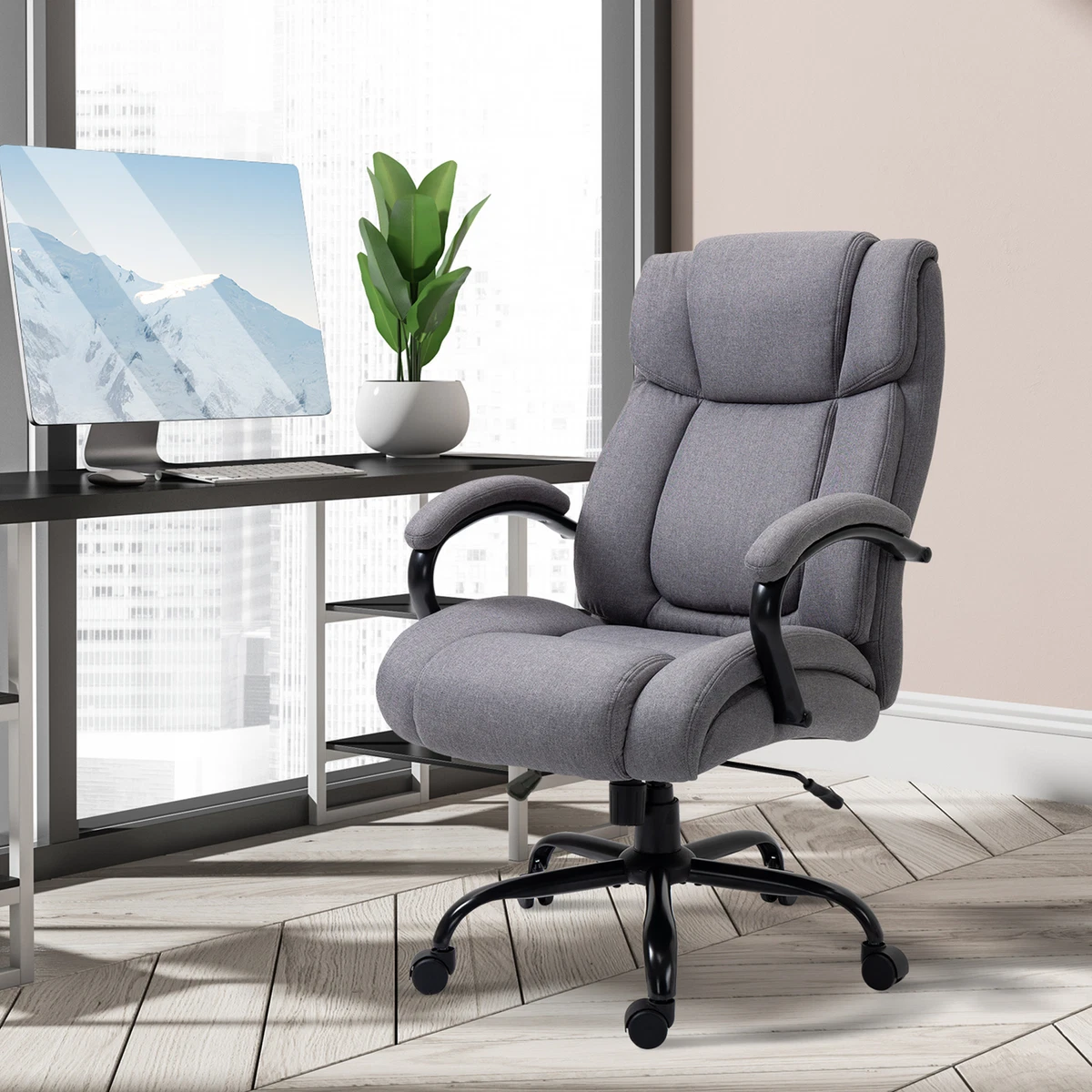 Vinsetto Grey, Ergonomic Home Office Chair High Back Armchair