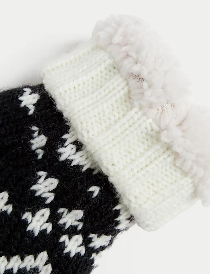 Ladies M&S Womens Thermal Slipper Socks Fairisle Borg soft Non Slip Christmas — 第 3/4 张图片