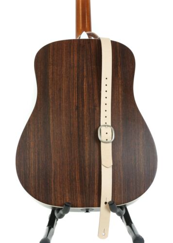 Nude Beige Leather Buckle Guitar Strap Skinny Strap Bass Guitar Electric Guitar - Picture 2 of 2