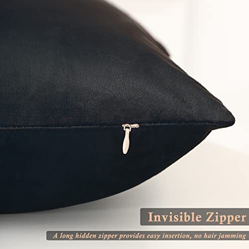 Square 18 Inches Throw Pillow Covers Set of 4, Solid Color 18'' x 18'' Black - Foto 3 di 7