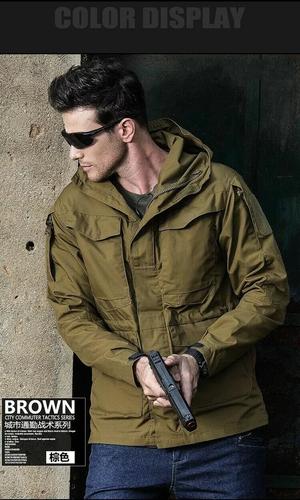 Chaqueta Para Hombres Bear Grylls Ejército Con Capucha M65 Abrigo de Campo Impermeable Senderismo Cortavientos - Imagen 23 de 29