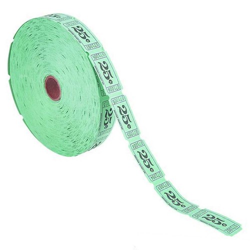 Circus Carnival Movie Party Supplies Jumbo Roll of 2000 Green 25c Tickets - Picture 2 of 2