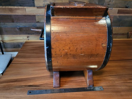 Antique Primitive Table Top Hand Crank Wood Cylinder Barrel Butter Churn - Picture 8 of 15