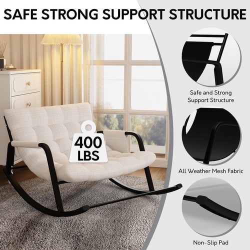 Outdoor Rocking Chair Indoor Papasan Chair Lounge Chair for Bedroom Living Room - Picture 21 of 22