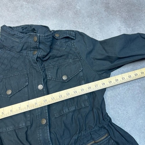 Levis Military Denim Jacket Womens Medium Full Zip Jean Utility Coat, Black - Picture 2 of 11