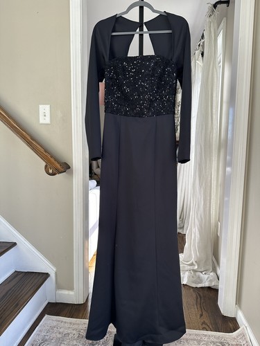 mBHLDN x Amsale Farrah Formal Dress Black Sequin Square Neck Size 8 - Picture 8 of 12