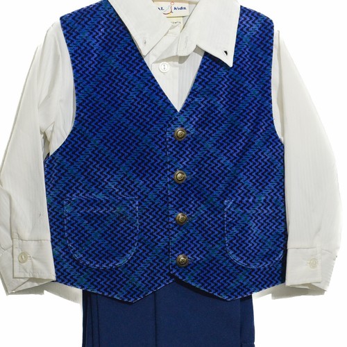 BT Kids 3pc Suit Set Blue Vest Trousers White Button Down Collared Shirt 2T NWT - Picture 3 of 5
