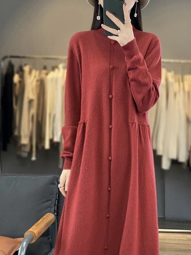 Mujeres Vestidos Lana Cachemira Tejido Jerséis Largo Cuello Lana Tejer Ropa - Imagen 9 de 28