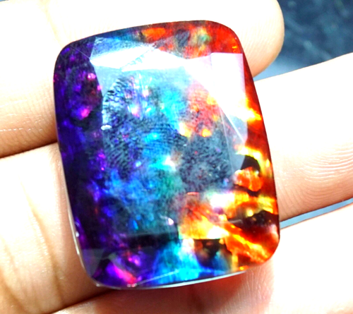43.80 Ct Natural Ammolite Emerald Opal -Like Organic Doublet Rare Loose Gemstone - Picture 8 of 8