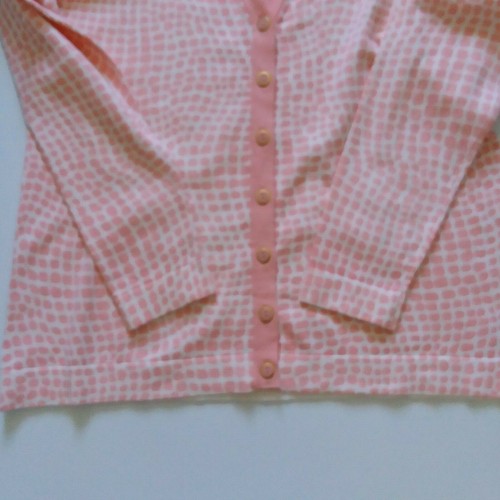 Isaac Mizrahi Live! Printed V-Neck Cardigan Peach Size L - Picture 7 of 8