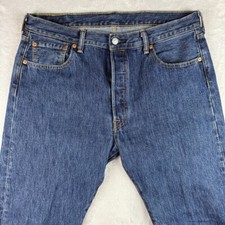 Levis Jeans Mens 36x34 Blue 501 Straight Button Fly Western American Dark Denim