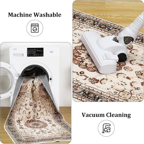 Floral Print Area Rugs Washable Rug Non Slip Carpet Living Room Bedroom Kitchen - Picture 13 of 17