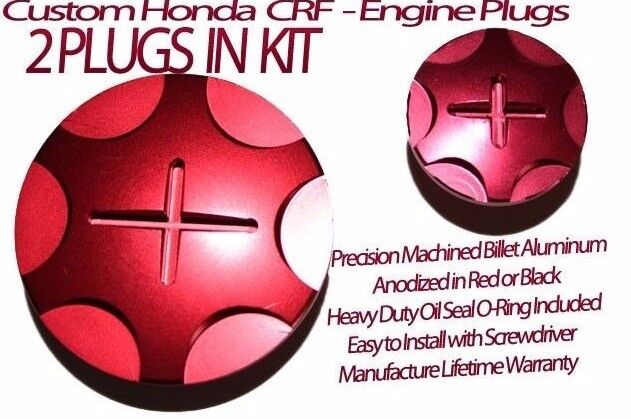 Honda CRF250 CRF250R CRF 250 Billet Aluminum Anodized Engine Plug Kit Red