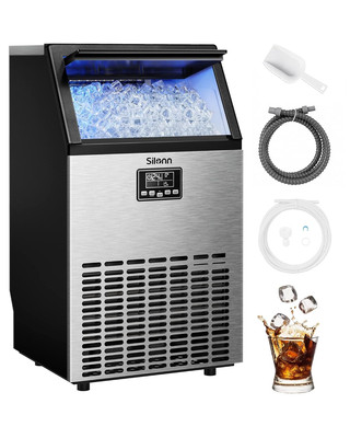 Commercial Ice Maker, Creates 150Lbs in 24H, 33Lbs Ice Storage Capacity, Stainle