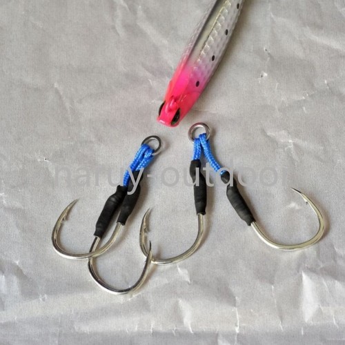 10 pares de ganchos de jigging lento de doble asistencia con línea PE caballa metal plantillas cebo - Imagen 3 de 8