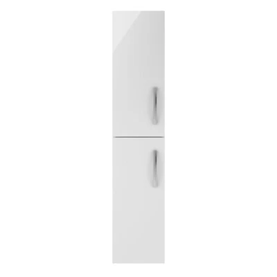 Nuie Athena 300mm Wall Hung 2-Door Tall Unit Gloss White Modern Bathroom Cabinet