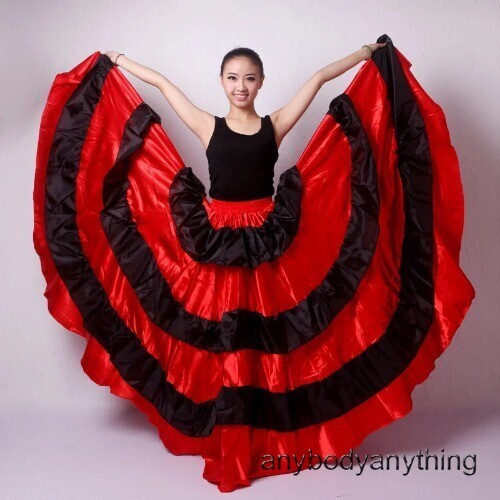 Woman Skirt Polyester Satin Party Ballroom Belly Dance Costumes Dress - Foto 2 di 31