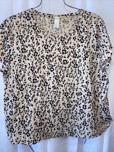 H&M women's XL t-shirt top animal print cap sleeve pullover casual - Picture 2 of 8