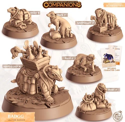 3D Printed Cast n Play Badgg - Badger Companions 28mm 32mm D&D