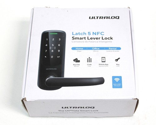 ULTRALOQ Latch 5 NFC Smart Door Lock w/ Built-in WiFi, NFC, Key Fob, Code, App,