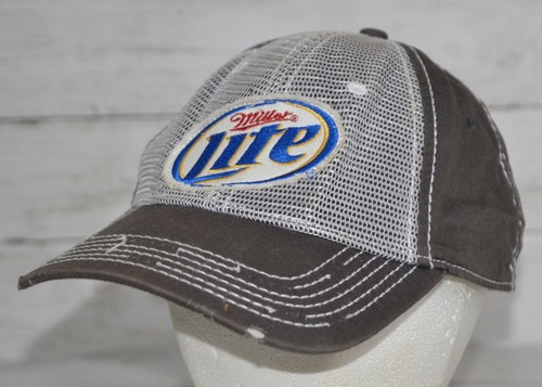 Miller Lite Beer Baseball Cap Hat Trucker Adjustable Distressed
