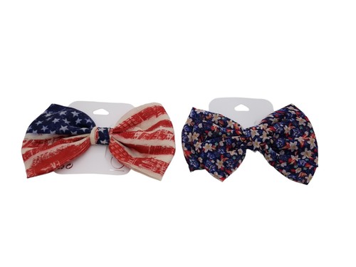 Flower & Americana 4th Of july Hairclips Hair Clip Red White Blue Floral Stripes - Picture 2 of 8
