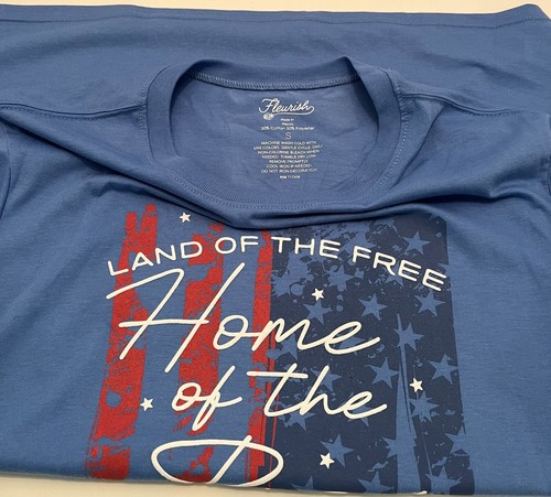 Fleurish Land of the Free Home of the Brave Adult T-Shirt New Assorted Sizes - Picture 5 of 17